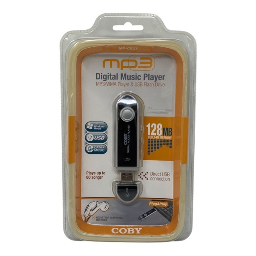 COBY MP3 C827 Digital Music‎ Player 128MB MP3 WMA USB Flash Drive with Earphones